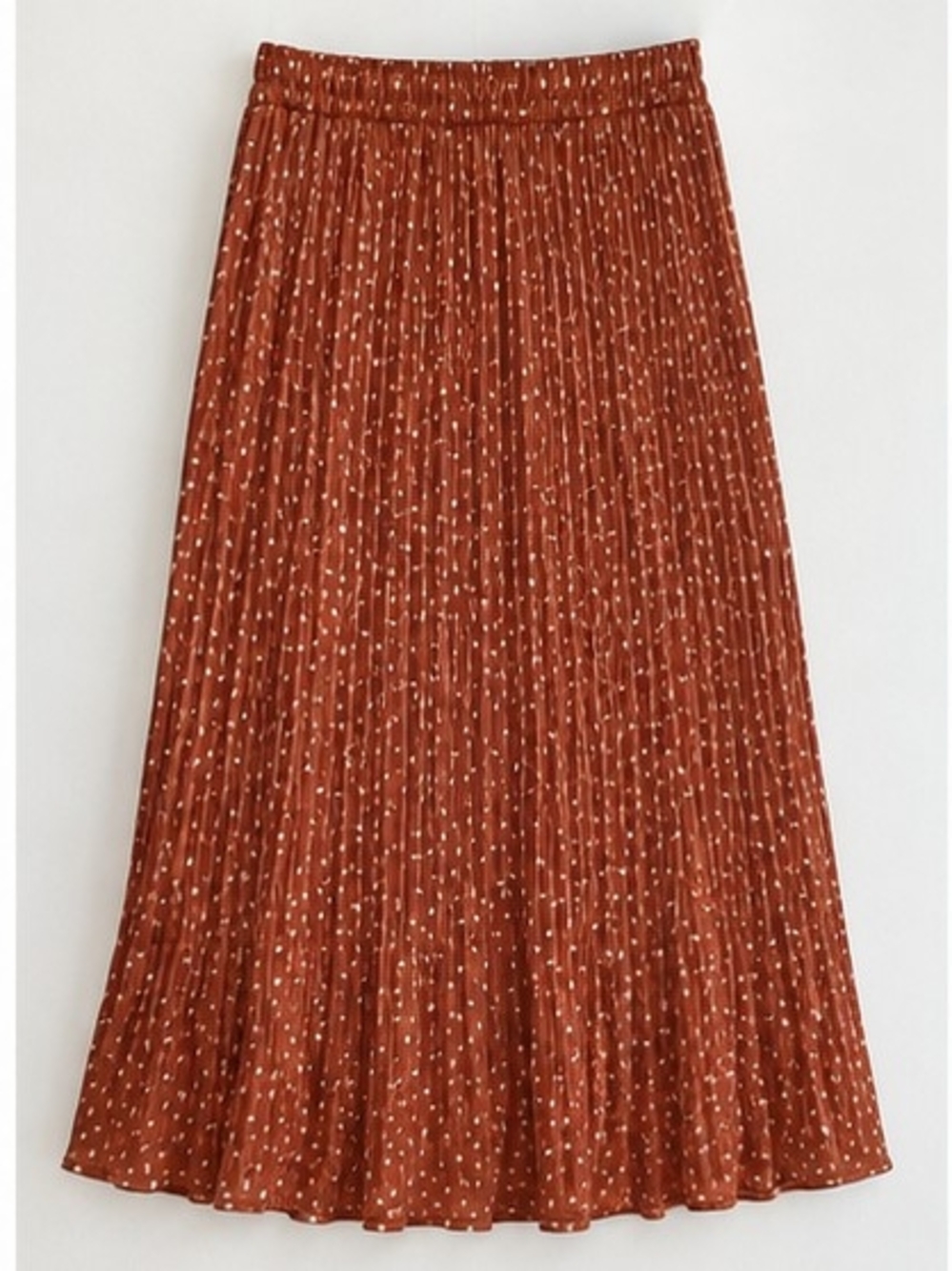 Gant Rust Brown Pleated Midi Skirt with Cream Speckle